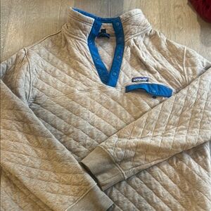 Patagonia Quilted Pullover in Tan and Blue